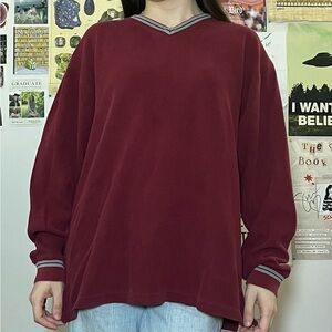Vintage oversized burgundy and gray long sleeve with a relaxed fit